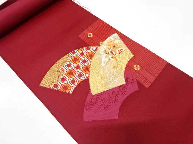 JAPANESE KIMONO / ANTIQUE BOLT FOR NAGOYA OBI / WOVEN CARRIAGE